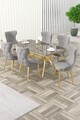 Set masa extensibila si scaune, Hanah Home, Esla, Antracit / Auriu / Gri
