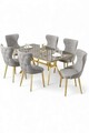 Set masa extensibila si scaune, Hanah Home, Esla, Antracit / Auriu / Gri