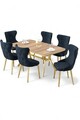 Set masa extensibila si scaune, Hanah Home, Esla, Stejar / Auriu / Antracit