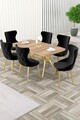 Set masa extensibila si scaune, Hanah Home, Esla, Stejar / Auriu / Negru