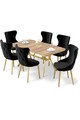Set masa extensibila si scaune, Hanah Home, Esla, Stejar / Auriu / Negru
