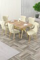 Set masa extensibila si scaune, Hanah Home, Esla, Stejar / Auriu / Crem