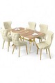 Set masa extensibila si scaune, Hanah Home, Esla, Stejar / Auriu / Crem