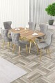 Set masa extensibila si scaune, Hanah Home, Esla, Stejar / Auriu / Gri
