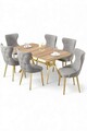 Set masa extensibila si scaune, Hanah Home, Esla, Stejar / Auriu / Gri