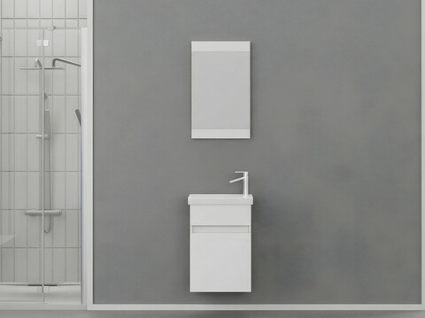 Set mobilier de baie (2 piese), Hanah Home, Mare 45, Alb mat