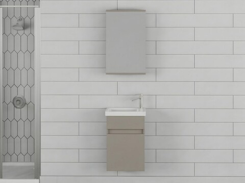 Set mobilier de baie (2 piese), Hanah Home, Sole 45, Latte