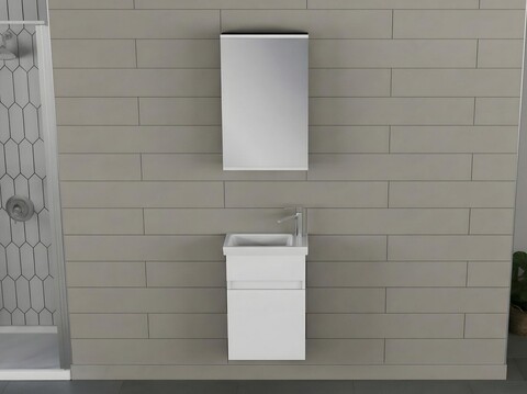 Set mobilier de baie (2 piese), Hanah Home, Sole 45, Alb mat