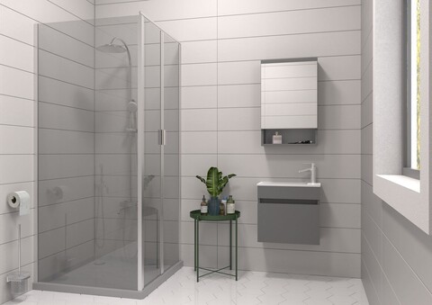 Set mobilier de baie (2 piese), Hanah Home, Pıccolo 50, Gri Mat