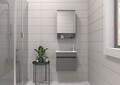 Set mobilier de baie (2 piese), Hanah Home, Pıccolo 50, Gri Mat