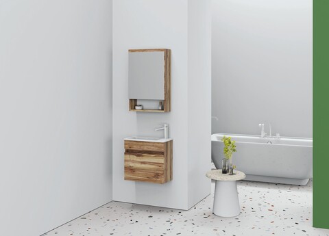Set mobilier de baie (2 piese), Hanah Home, Pıccolo 50, Pin