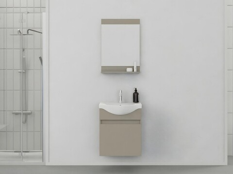 Set mobilier de baie (2 piese), Hanah Home, Mare 55, Latte
