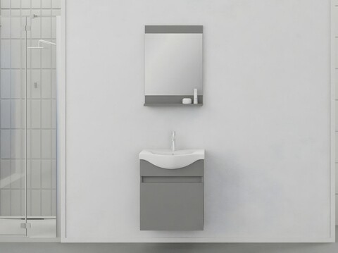 Set mobilier de baie (2 piese), Hanah Home, Mare 55, Gri Mat