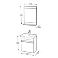 Set mobilier de baie (2 piese), Hanah Home, Mare 55, Gri Mat