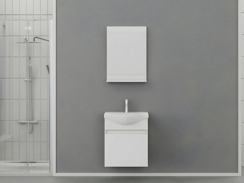 Set mobilier de baie (2 piese), Hanah Home, Mare 55, Alb mat