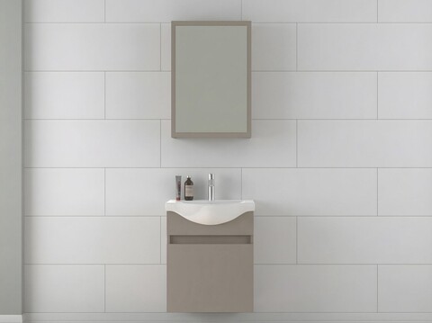 Set mobilier de baie (2 piese), Hanah Home, Sole 55, Latte