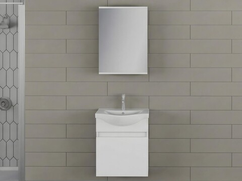 Set mobilier de baie (2 piese), Hanah Home, Sole 55, Alb mat
