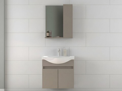 Set mobilier de baie (2 piese), Hanah Home, Sole 65, Latte