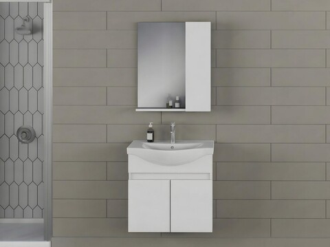 Set mobilier de baie (2 piese), Hanah Home, Sole 65, Alb mat