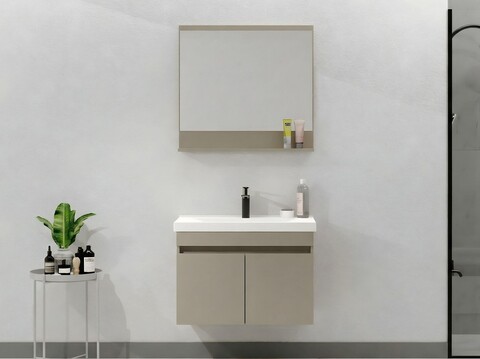 Set mobilier de baie (2 piese), Hanah Home, Pace 80, Latte