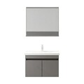 Set mobilier de baie (2 piese), Hanah Home, Pace 80, Gri Mat