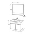 Set mobilier de baie (2 piese), Hanah Home, Pace 80, Alb mat