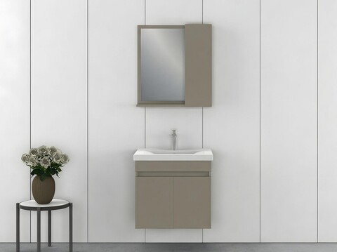 Set mobilier de baie (2 piese), Hanah Home, Amore 65, Latte