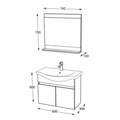 Set mobilier de baie (2 piese), Hanah Home, Mare 80, Gri Mat