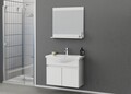 Set mobilier de baie (2 piese), Hanah Home, Mare 80, Alb mat