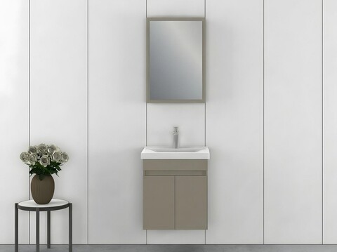 Set mobilier de baie (2 piese), Hanah Home, Amore 55, Latte