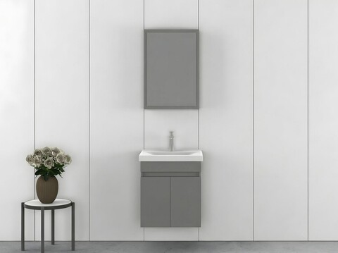 Set mobilier de baie (2 piese), Hanah Home, Amore 55, Gri Mat