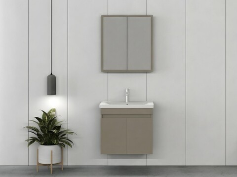 Set mobilier de baie (2 piese), Hanah Home, Foresta 65, Latte