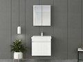 Set mobilier de baie (2 piese), Hanah Home, Foresta 65, Alb mat