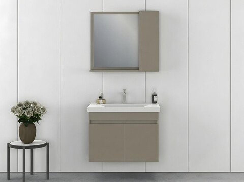 Set mobilier de baie (2 piese), Hanah Home, Amore 80, Latte