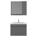Set mobilier de baie (2 piese), Hanah Home, Amore 80, Gri Mat