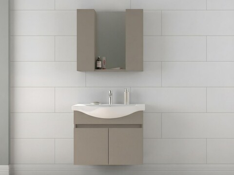 Set mobilier de baie (2 piese), Hanah Home, Sole 80, Latte