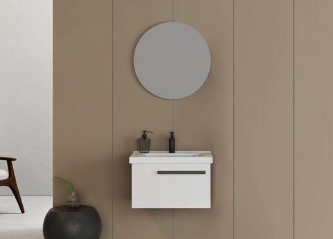 Set mobilier de baie (2 piese), Hanah Home, Bulu 65, Alb mat