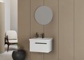 Set mobilier de baie (2 piese), Hanah Home, Bulu 65, Alb mat