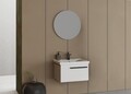 Set mobilier de baie (2 piese), Hanah Home, Bulu 65, Alb mat