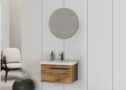 Set mobilier de baie (2 piese), Hanah Home, Bulu 65, Pin