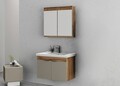 Set mobilier de baie (2 piese), Hanah Home, Carıno 80, Pin / Latte