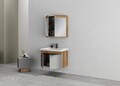 Set mobilier de baie (2 piese), Hanah Home, Carıno 80, Pin / Gri mat