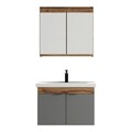 Set mobilier de baie (2 piese), Hanah Home, Carıno 80, Pin / Gri mat