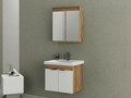 Set mobilier de baie (2 piese), Hanah Home, Carıno 80, Pin / Alb Mat