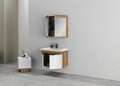 Set mobilier de baie (2 piese), Hanah Home, Carıno 80, Pin / Alb Mat