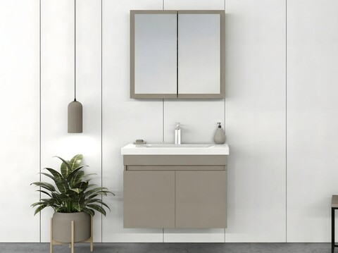 Set mobilier de baie (2 piese), Hanah Home, Foresta 80, Latte