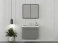 Set mobilier de baie (2 piese), Hanah Home, Foresta 80, Gri Mat