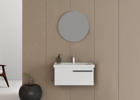 Set mobilier de baie (2 piese), Hanah Home, Bulu 80, Alb mat