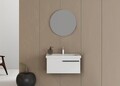 Set mobilier de baie (2 piese), Hanah Home, Bulu 80, Alb mat