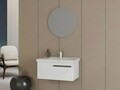 Set mobilier de baie (2 piese), Hanah Home, Bulu 80, Alb mat